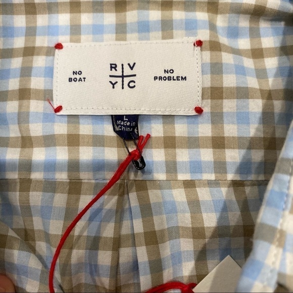 RVYC light blue khaki gingham plaid button up - Picture 3 of 4